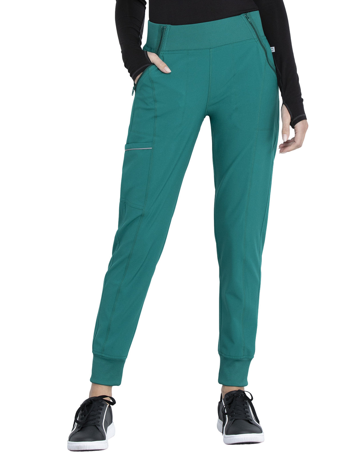 Women's Elastic Waistband Mid Rise Jogger Pant - CK110A - Hunter Green