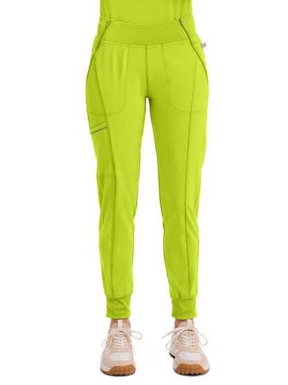 Women's Elastic Waistband Mid Rise Jogger Pant - CK110A - Lime Time