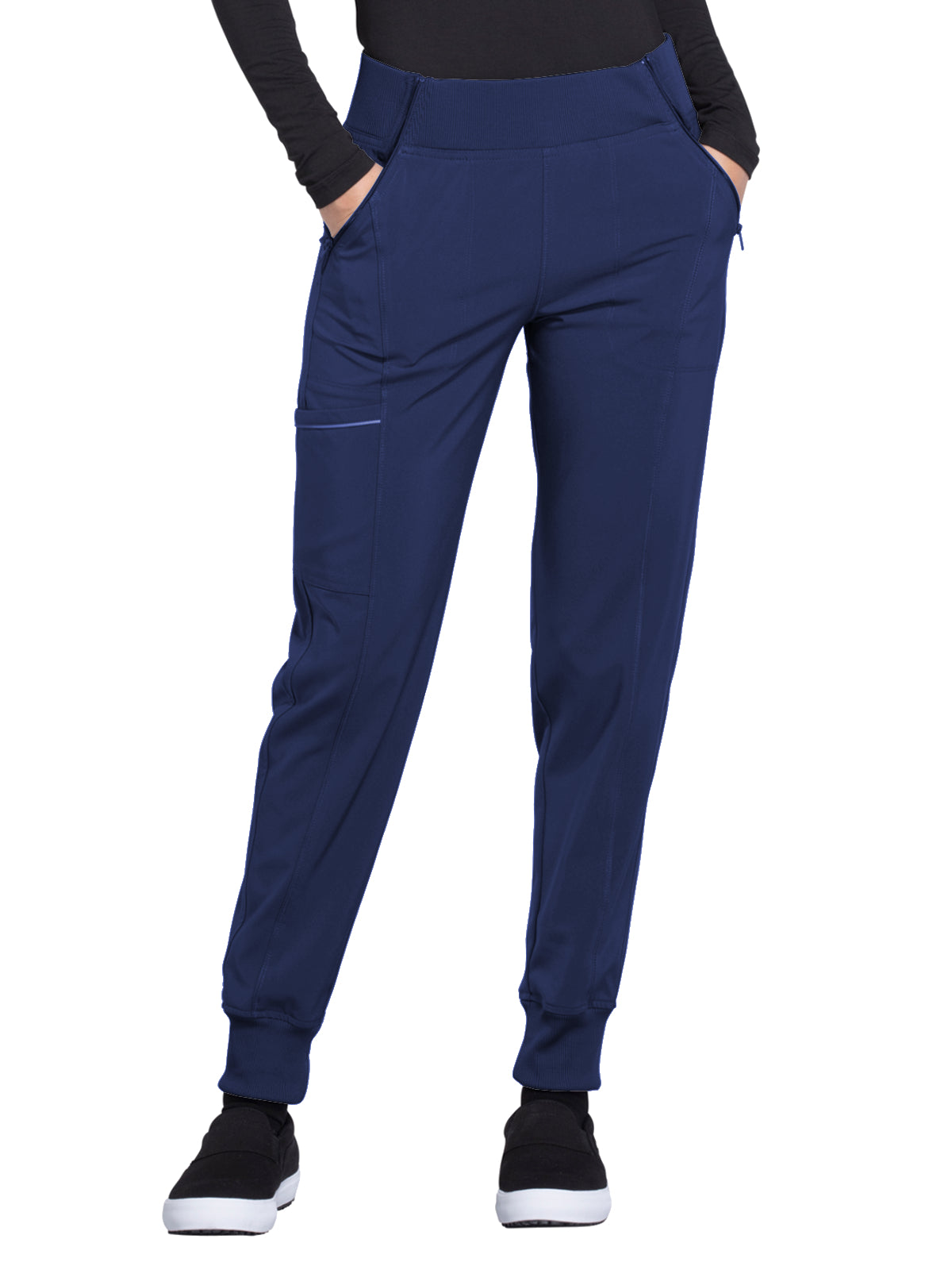 Women's Elastic Waistband Mid Rise Jogger Pant - CK110A - Navy