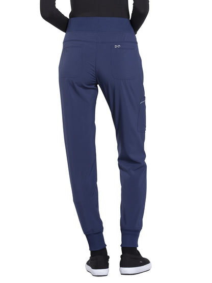 Women's Elastic Waistband Mid Rise Jogger Pant - CK110A - Navy