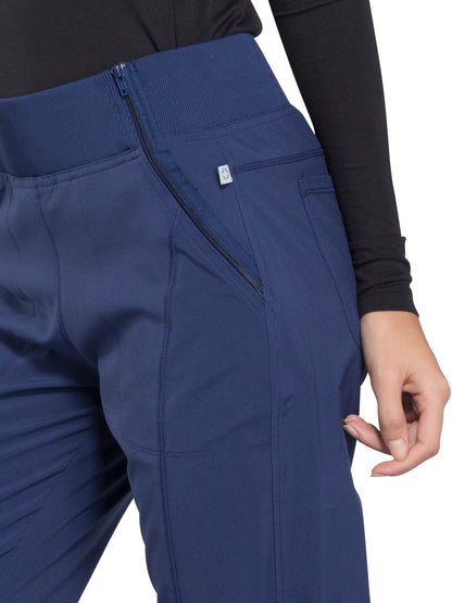 Women's Elastic Waistband Mid Rise Jogger Pant - CK110A - Navy