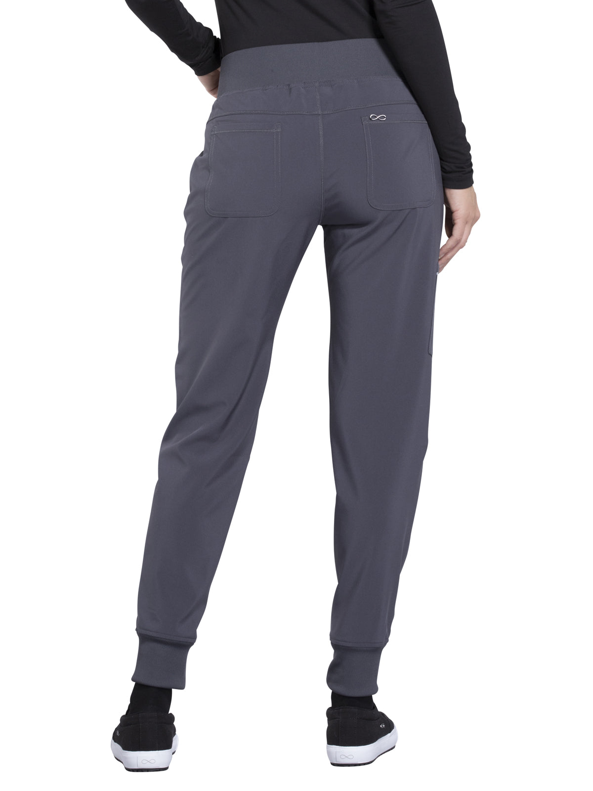 Women's Elastic Waistband Mid Rise Jogger Pant - CK110A - Pewter