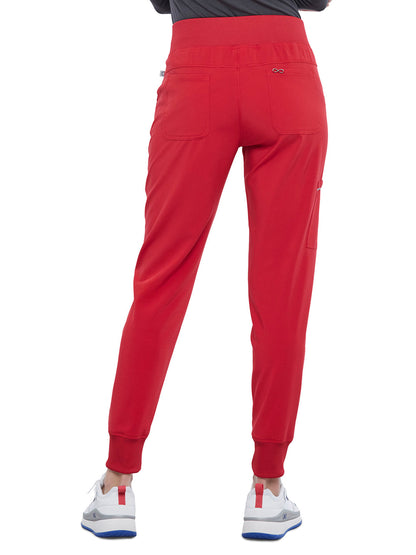 Women's Elastic Waistband Mid Rise Jogger Pant - CK110A - Red