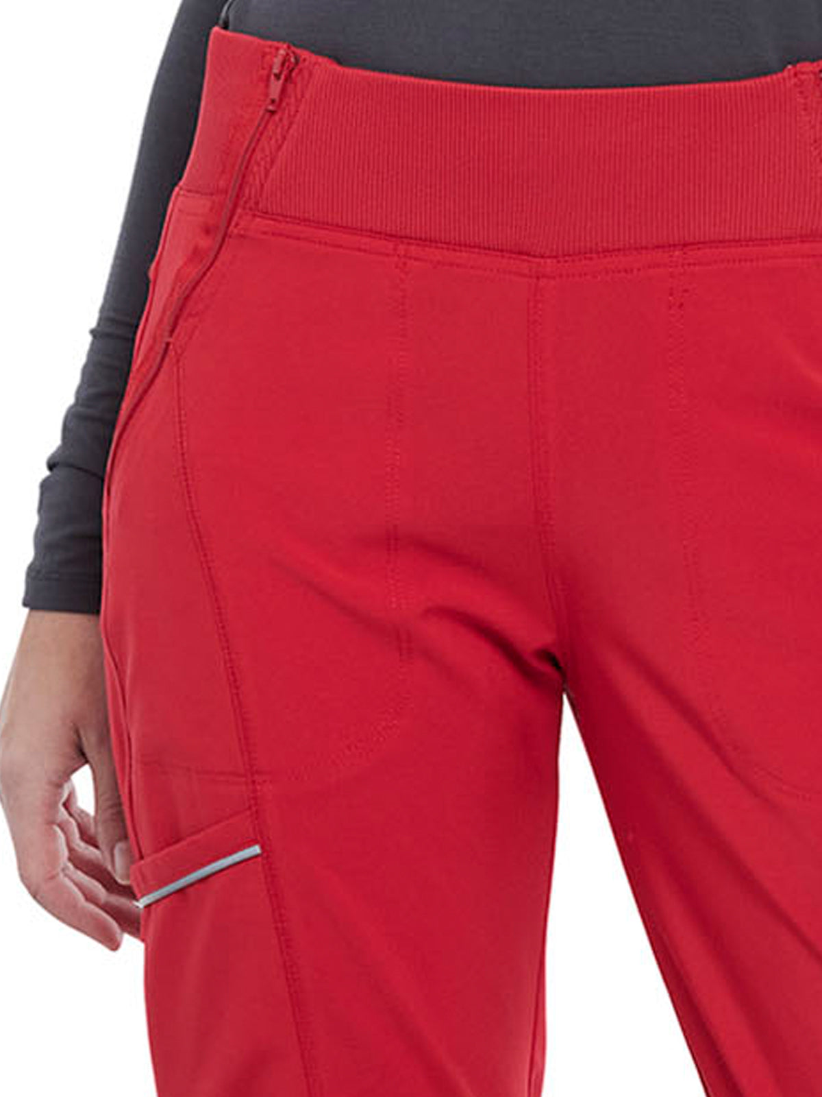 Women's Elastic Waistband Mid Rise Jogger Pant - CK110A - Red