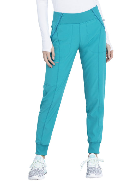 Women's Elastic Waistband Mid Rise Jogger Pant - CK110A - Teal Blue