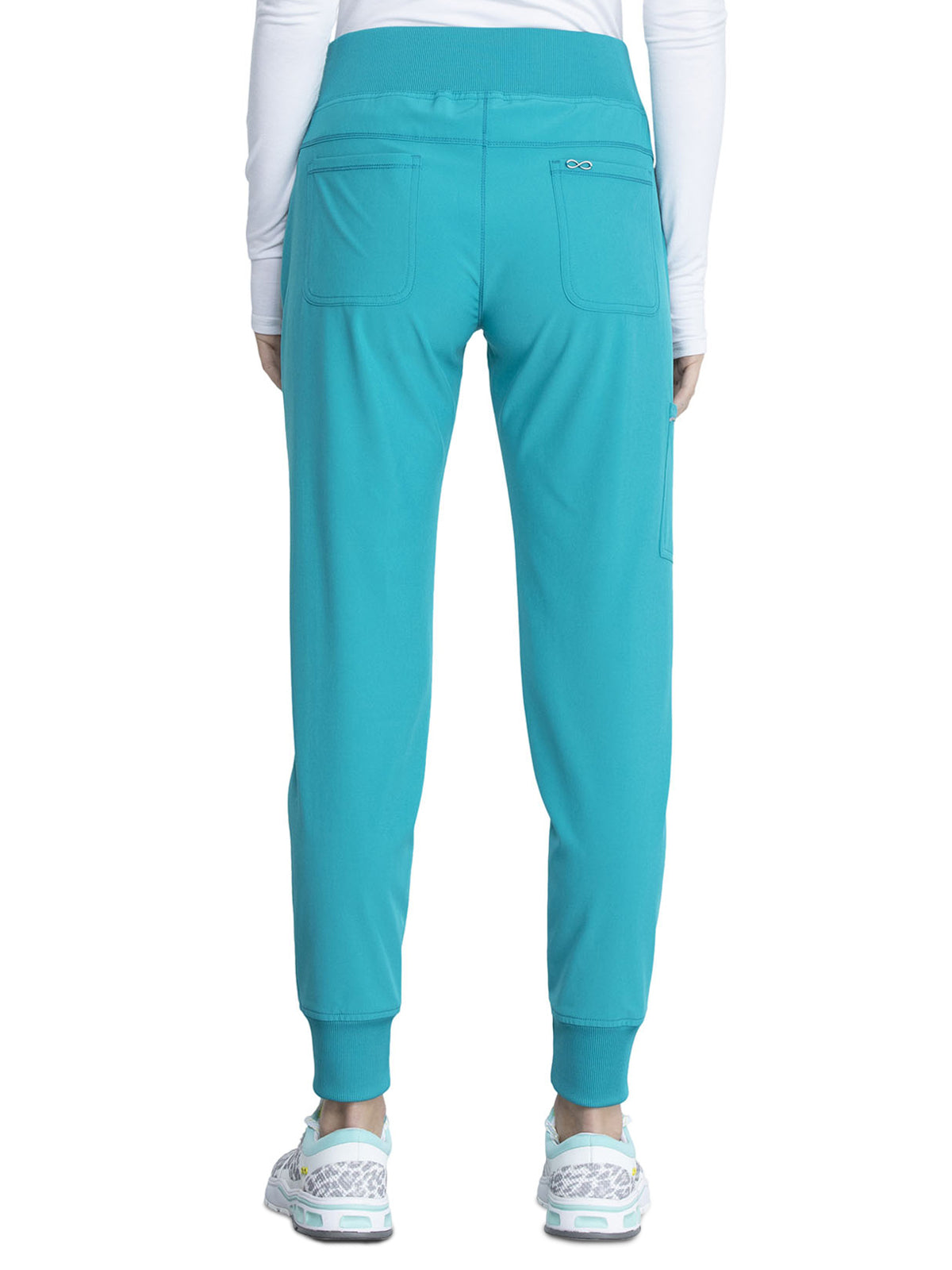 Women's Elastic Waistband Mid Rise Jogger Pant - CK110A - Teal Blue