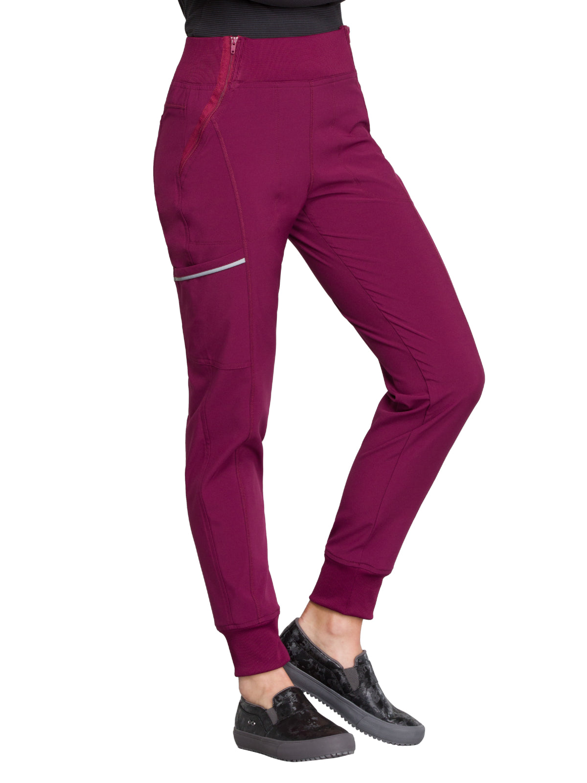 Women's Elastic Waistband Mid Rise Jogger Pant - CK110A - Wine