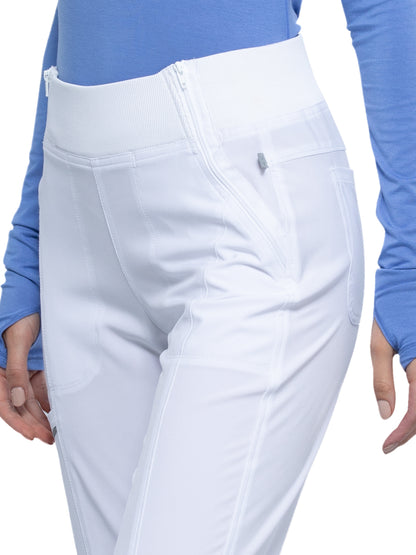 Women's Elastic Waistband Mid Rise Jogger Pant - CK110A - White