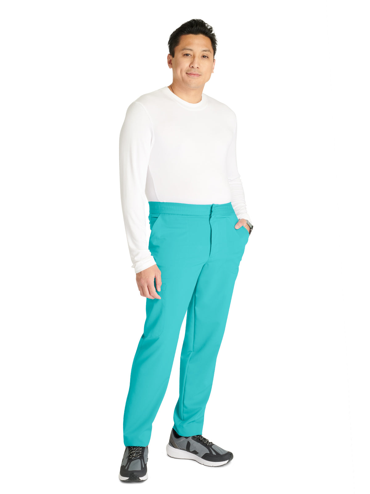 Men's Tapered Leg Scrub Pant - CK131A - Teal Blue