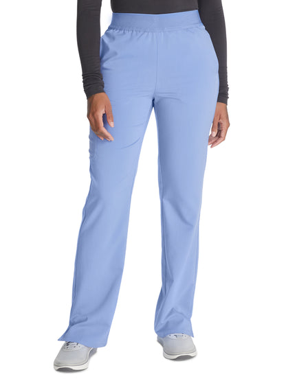 Women's Mid Rise Pull On Straight Leg Scrub Pant - CK136A - Blissful Sky