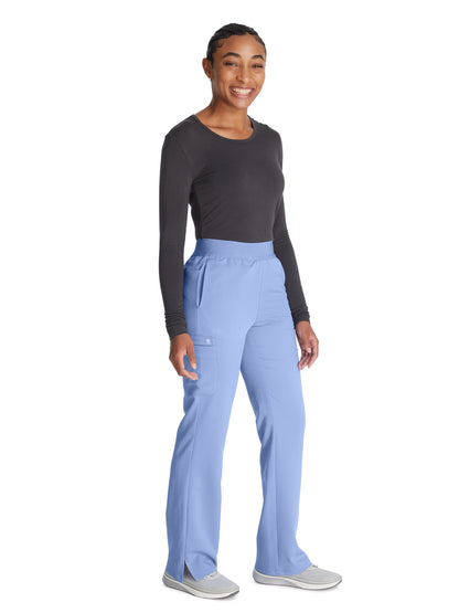 Women's Mid Rise Pull On Straight Leg Scrub Pant - CK136A - Blissful Sky