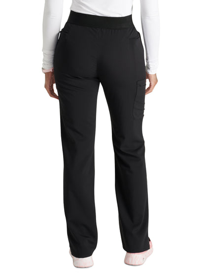 Women's Mid Rise Pull On Straight Leg Scrub Pant - CK136A - Black