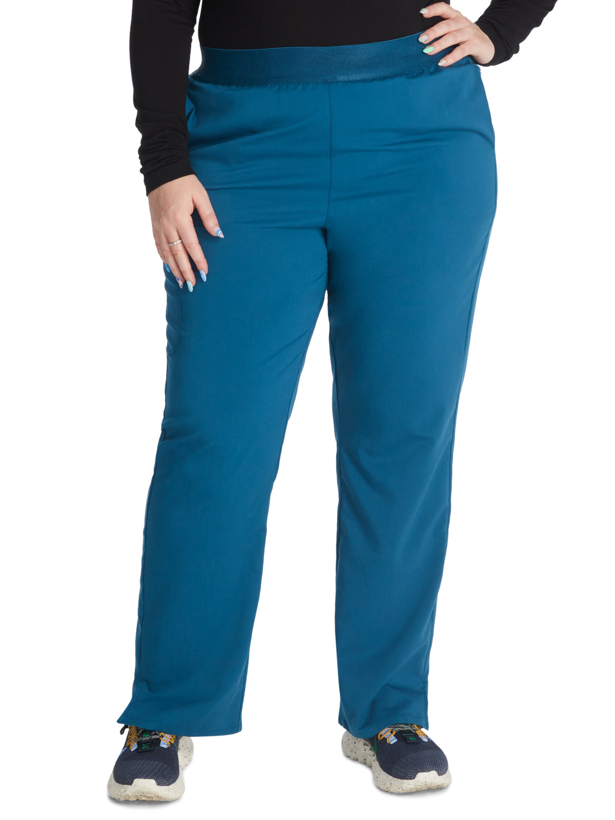 Women's Mid Rise Pull On Straight Leg Scrub Pant - CK136A - Caribbean Blue