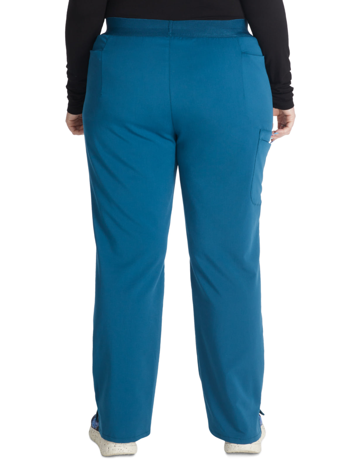 Women's Mid Rise Pull On Straight Leg Scrub Pant - CK136A - Caribbean Blue