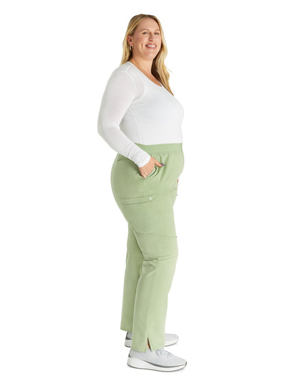 Women's Mid Rise Pull On Straight Leg Scrub Pant - CK136A - Cool Cucumber