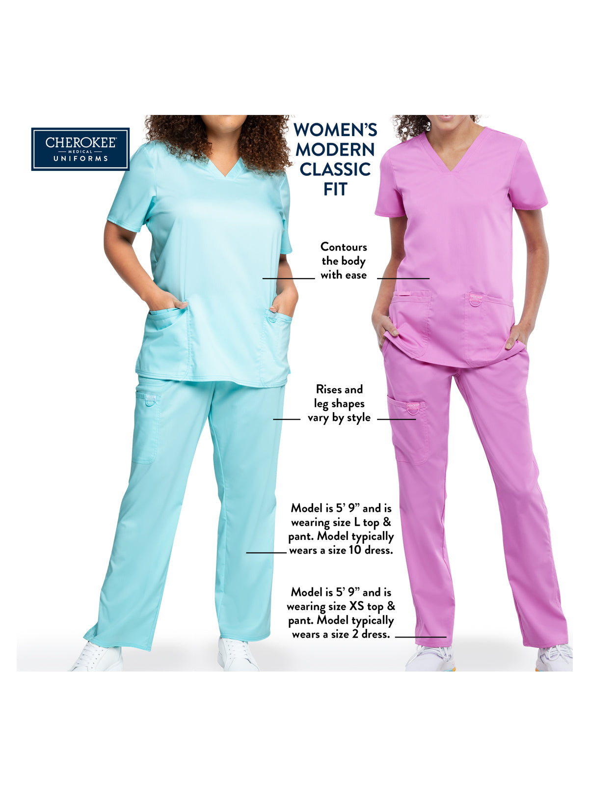 Women's Mid Rise Pull On Straight Leg Scrub Pant - CK136A - Blissful Sky