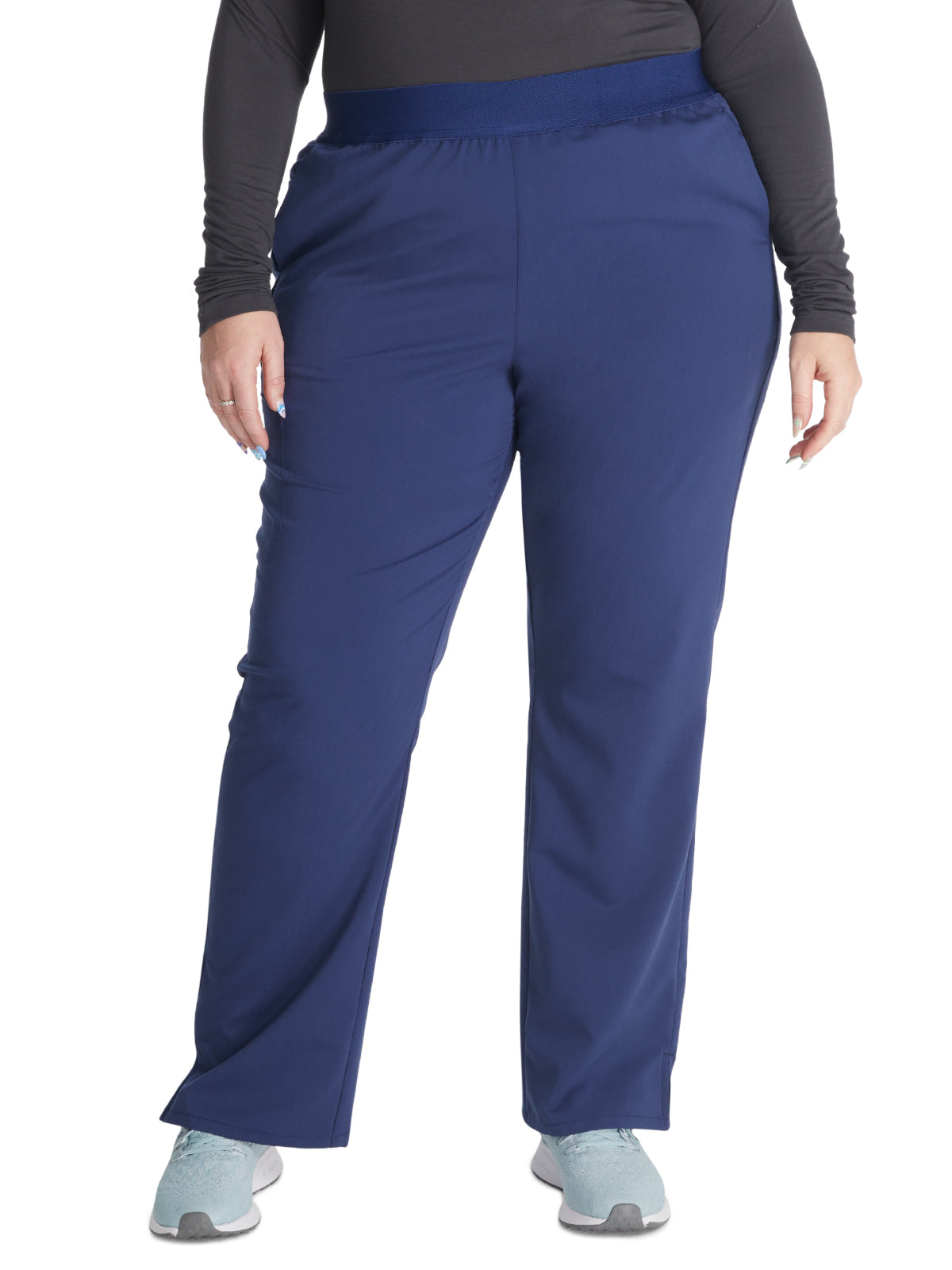 Women's Mid Rise Pull On Straight Leg Scrub Pant - CK136A - Navy