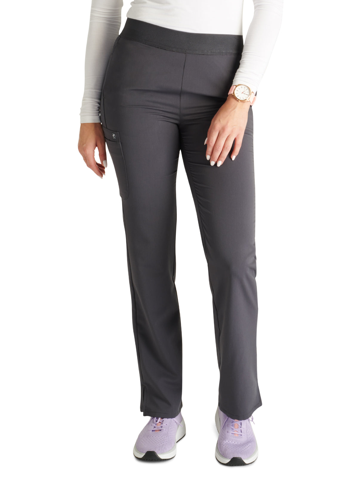 Women's Mid Rise Pull On Straight Leg Scrub Pant - CK136A - Pewter