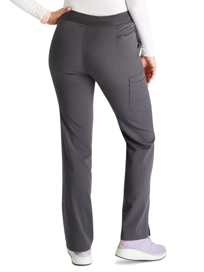 Women's Mid Rise Pull On Straight Leg Scrub Pant - CK136A - Pewter