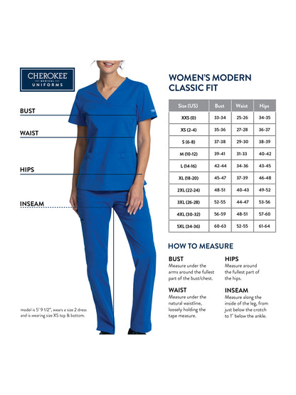 Women's Mid Rise Pull On Straight Leg Scrub Pant - CK136A - Royal