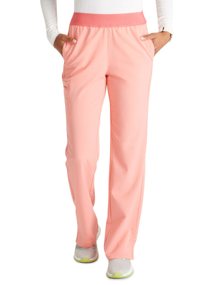 Women's Mid Rise Pull On Straight Leg Scrub Pant - CK136A - Sugar Melon