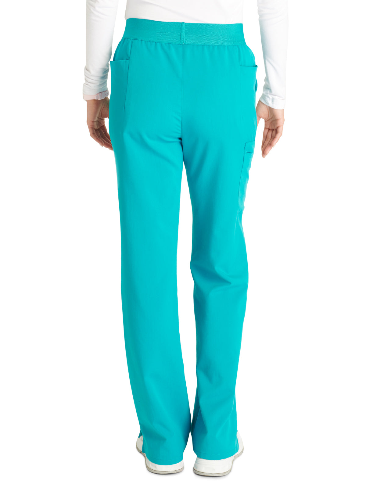 Women's Mid Rise Pull On Straight Leg Scrub Pant - CK136A - Teal Blue