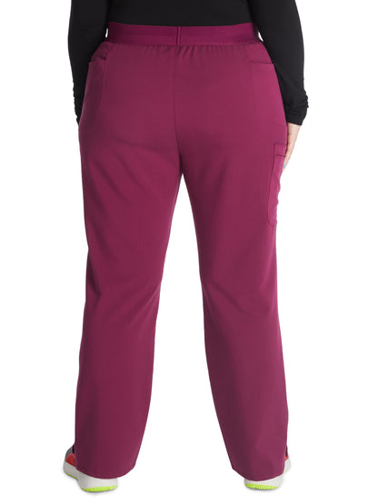 Women's Mid Rise Pull On Straight Leg Scrub Pant - CK136A - Wine