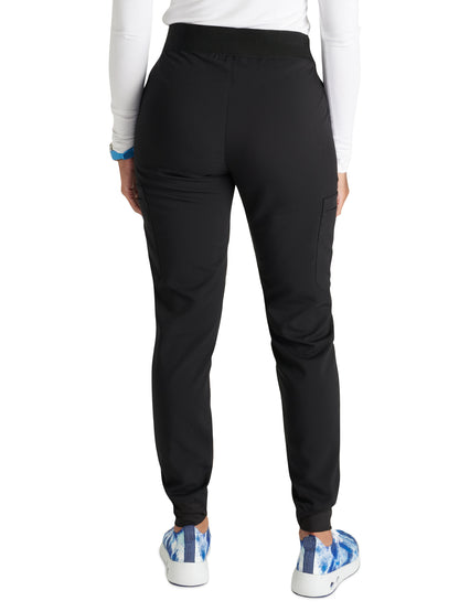 Women's Mid Rise Pull On Jogger Scrub Pant - CK138A - Black