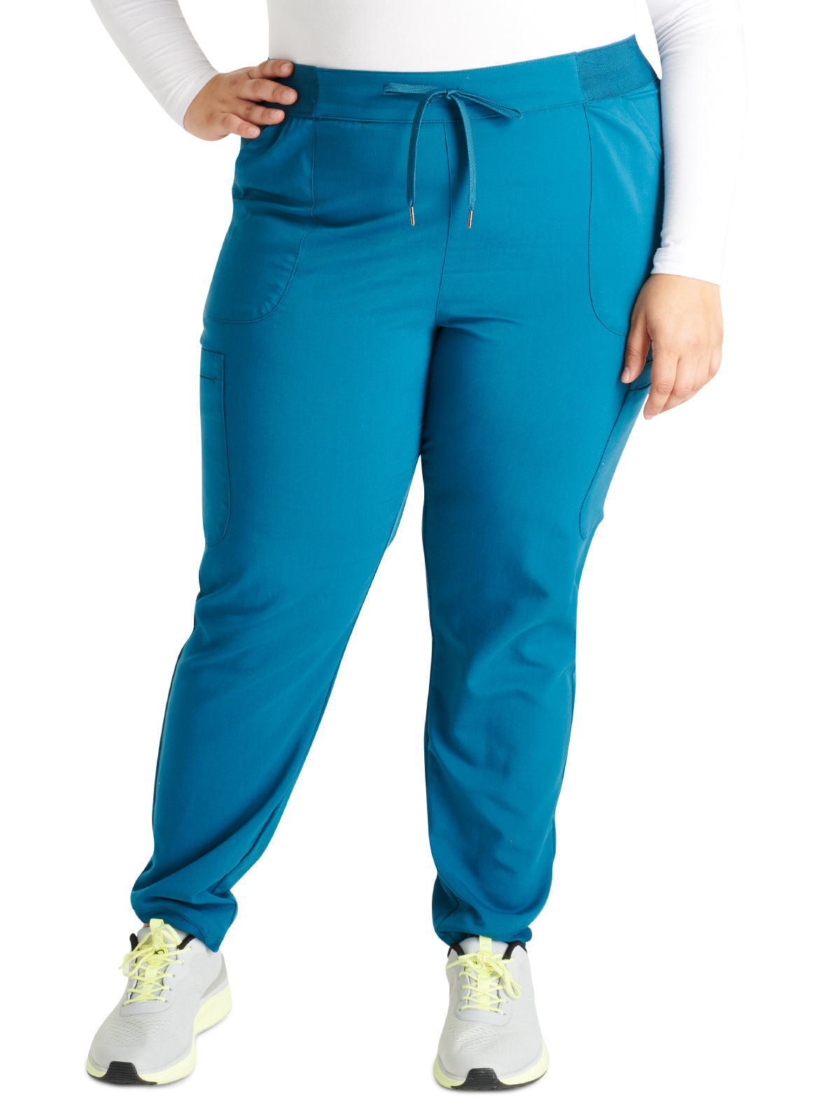 Women's Mid Rise Pull On Jogger Scrub Pant - CK138A - Caribbean Blue