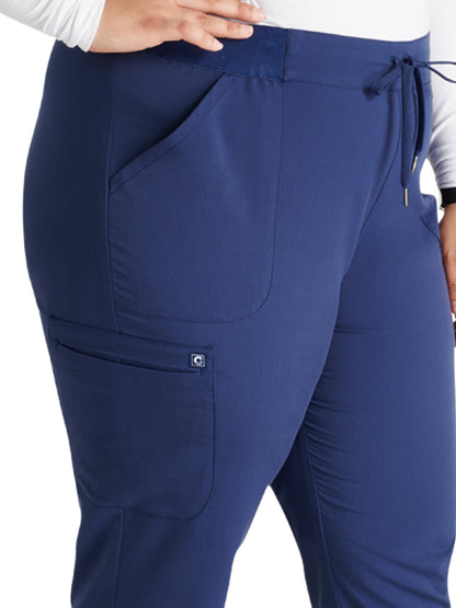 Women's Mid Rise Pull On Jogger Scrub Pant - CK138A - Navy