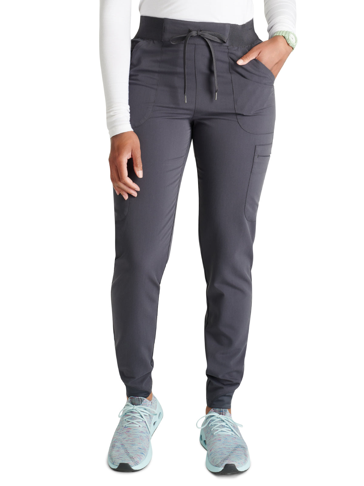 Women's Mid Rise Pull On Jogger Scrub Pant - CK138A - Pewter