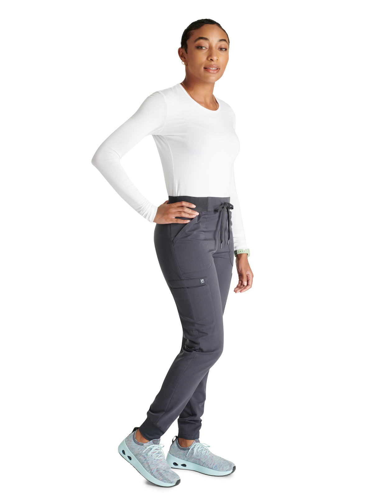 Women's Mid Rise Pull On Jogger Scrub Pant - CK138A - Pewter