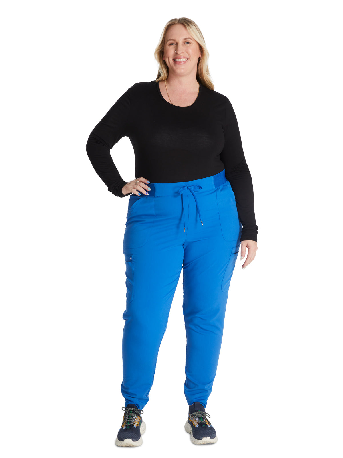 Women's Mid Rise Pull On Jogger Scrub Pant - CK138A - Royal