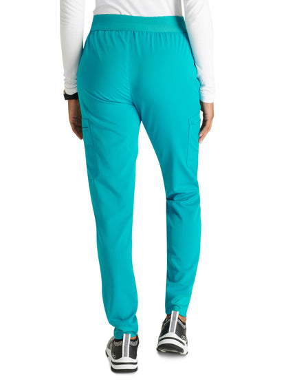 Women's Mid Rise Pull On Jogger Scrub Pant - CK138A - Teal Blue