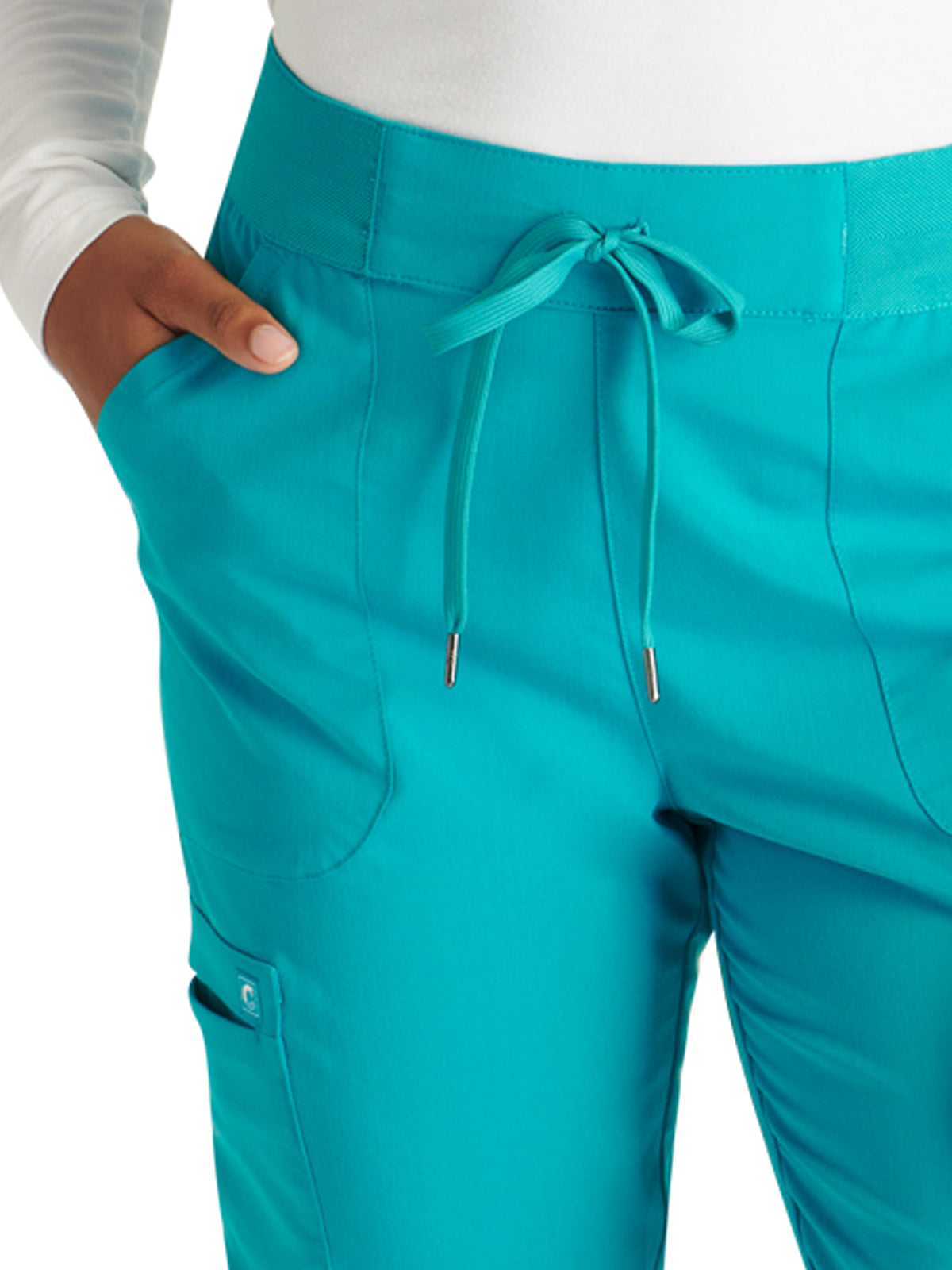 Women's Mid Rise Pull On Jogger Scrub Pant - CK138A - Teal Blue