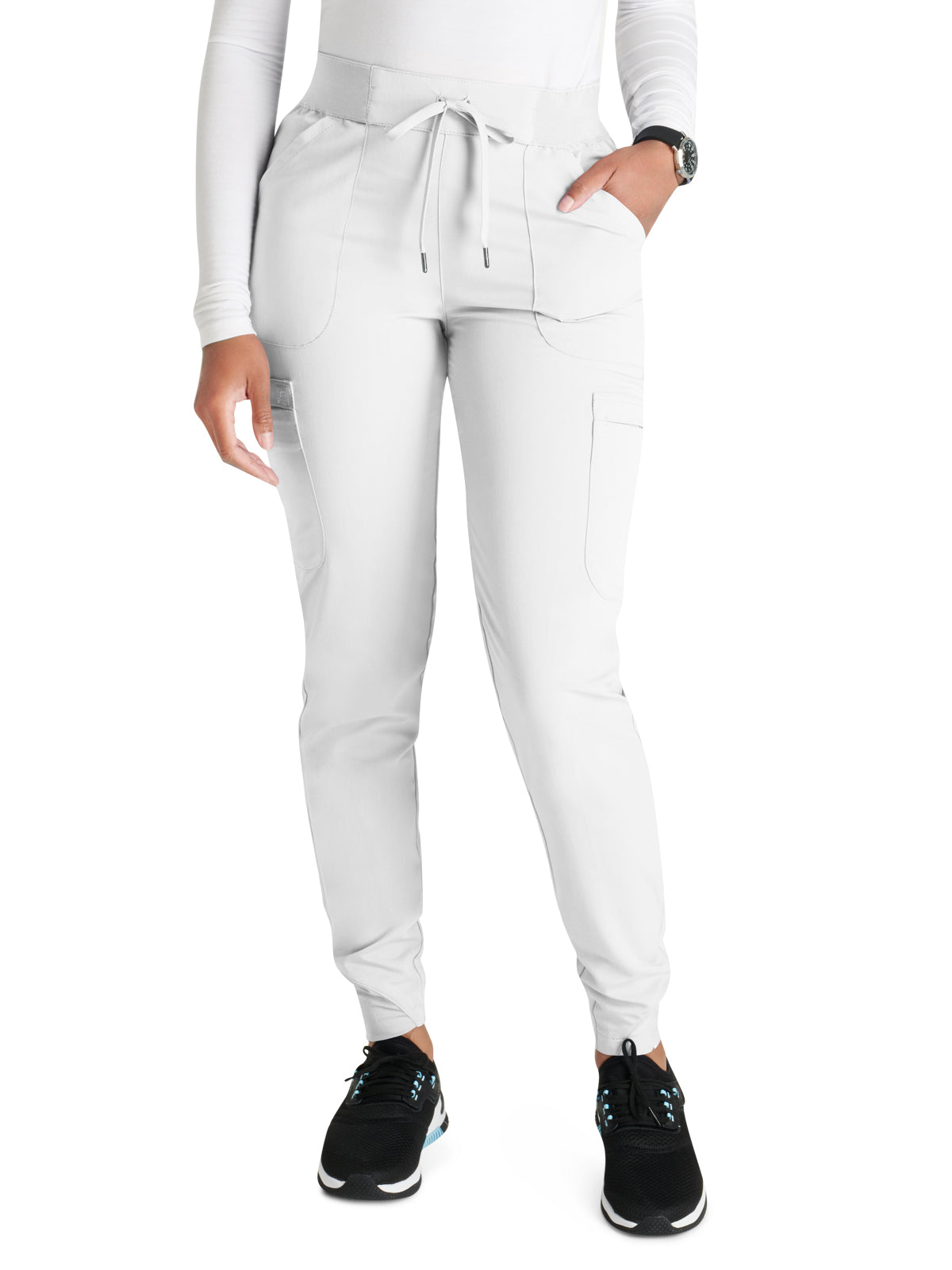 Women's Mid Rise Pull On Jogger Scrub Pant - CK138A - White