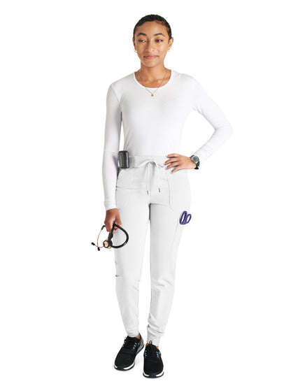 Women's Mid Rise Pull On Jogger Scrub Pant - CK138A - White