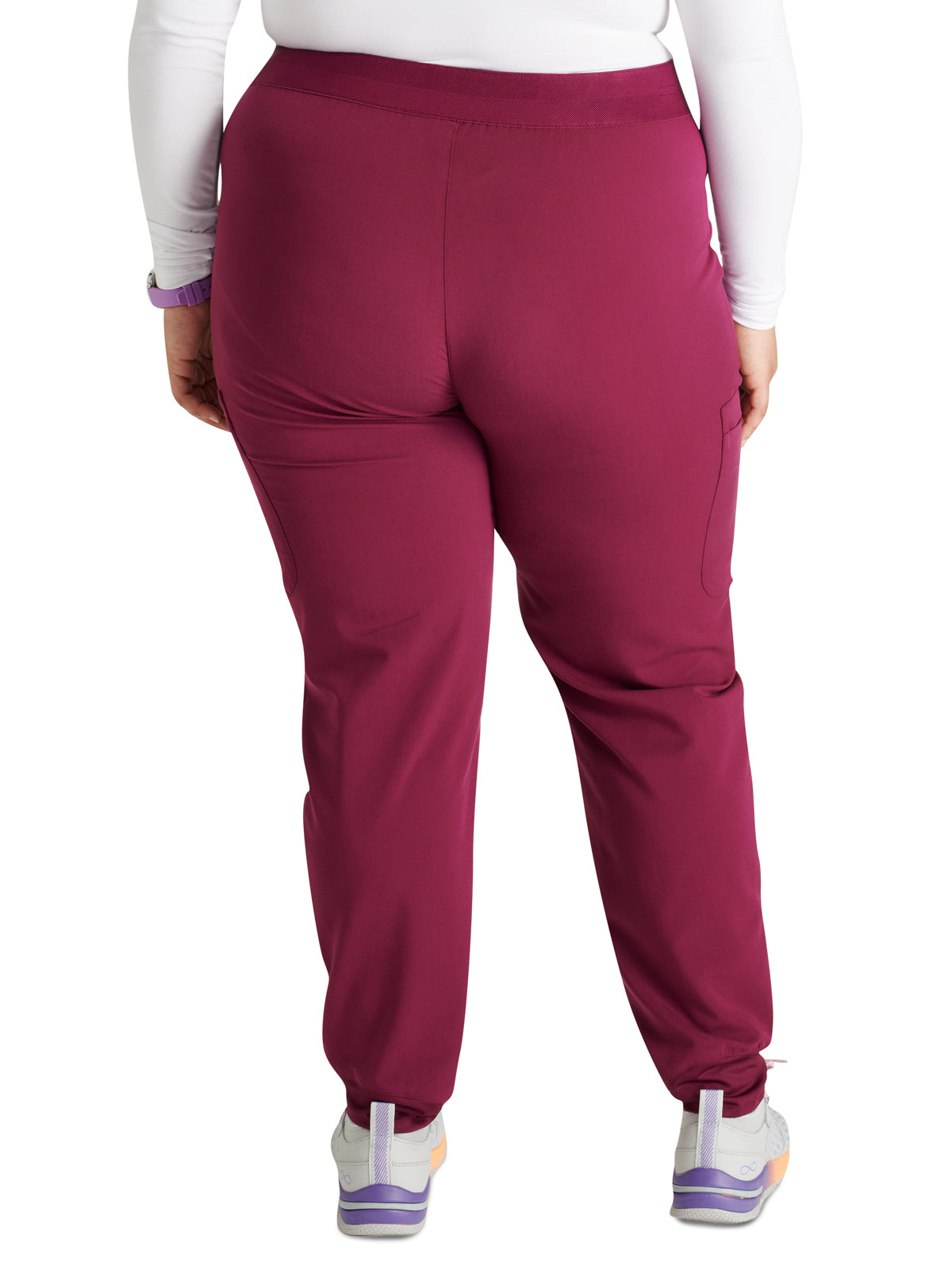 Women's Mid Rise Pull On Jogger Scrub Pant - CK138A - Wine