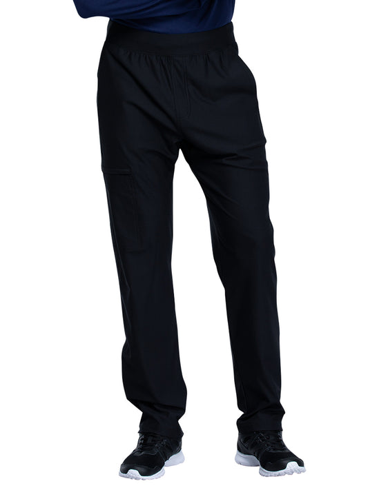 Men's Faux Front Fly Tapered Leg Pull-on Scrub Pant - CK185 - Black