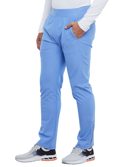 Men's Faux Front Fly Tapered Leg Pull-on Scrub Pant - CK185 - Ciel Blue