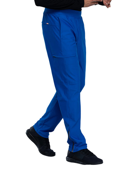 Men's Faux Front Fly Tapered Leg Pull-on Scrub Pant - CK185 - Royal