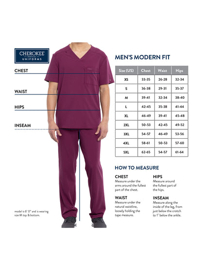 Men's Faux Front Fly Tapered Leg Pull-on Scrub Pant - CK185 - Royal