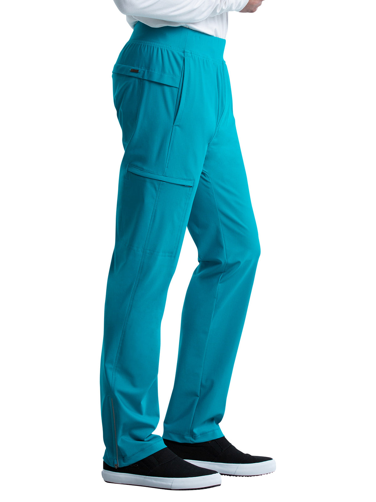 Men's Faux Front Fly Tapered Leg Pull-on Scrub Pant - CK185 - Teal Blue