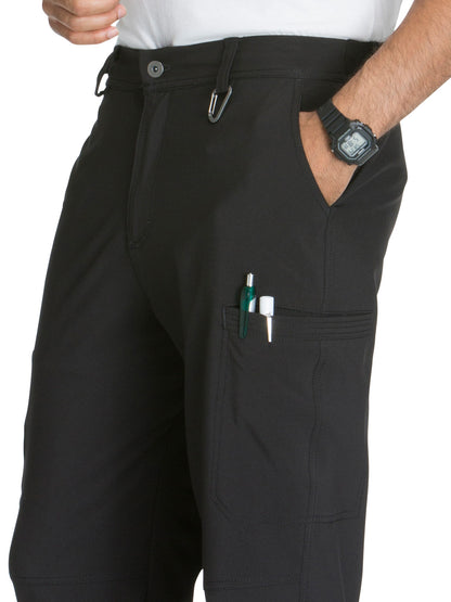 Men's Zip Fly Button Closure Tapered Leg Pant - CK200A - Black