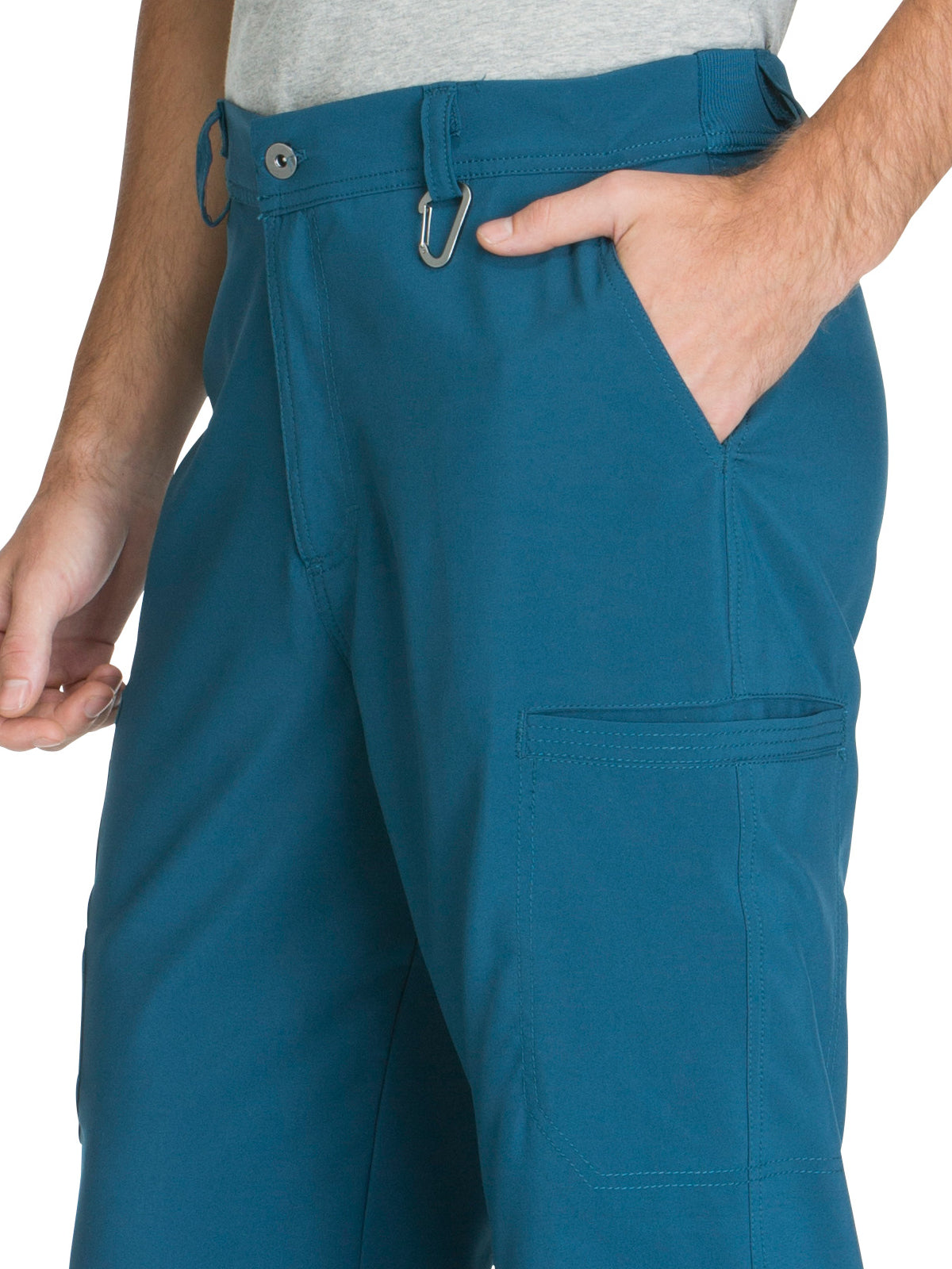 Men's Zip Fly Button Closure Tapered Leg Pant - CK200A - Caribbean Blue