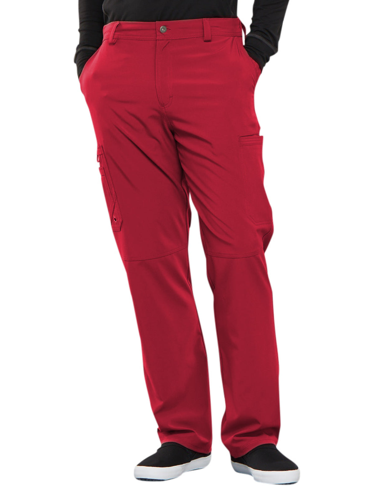 Men's Zip Fly Button Closure Tapered Leg Pant - CK200A - Red