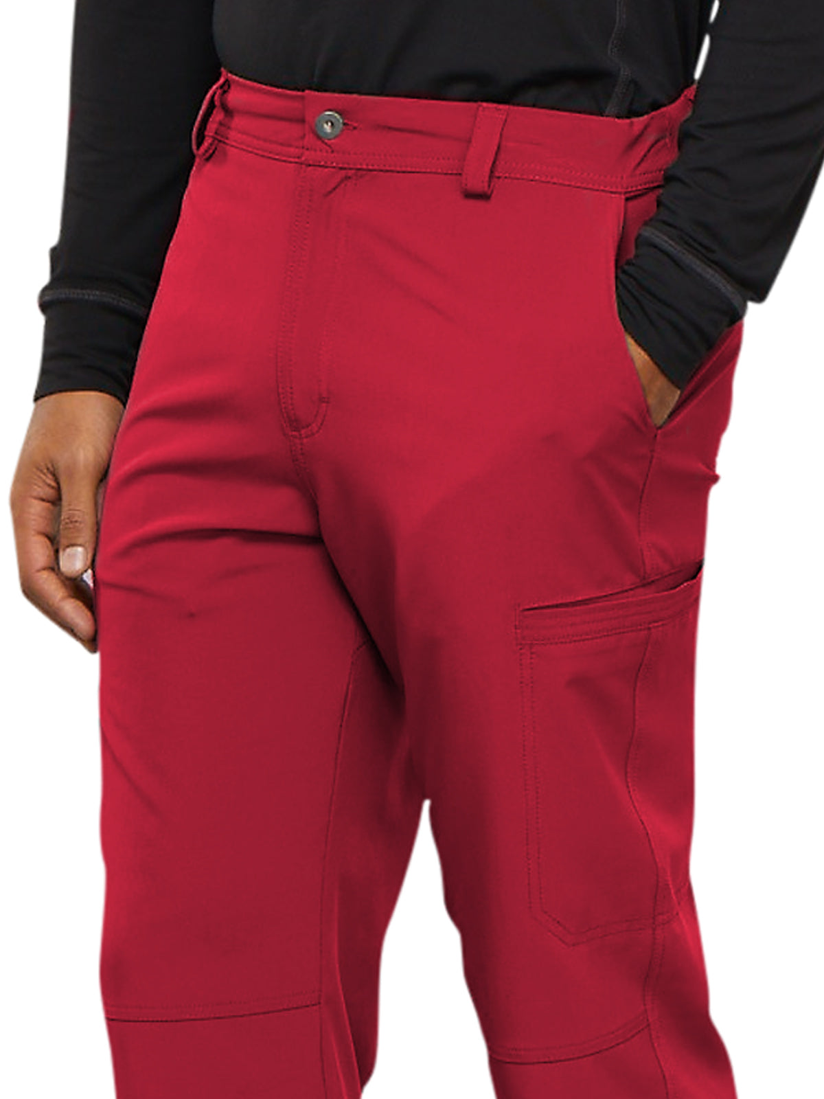 Men's Zip Fly Button Closure Tapered Leg Pant - CK200A - Red