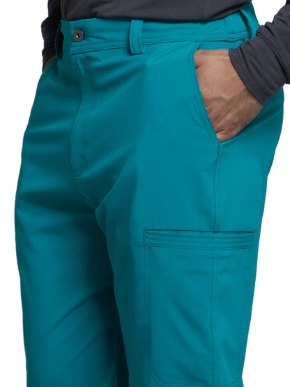 Men's Zip Fly Button Closure Tapered Leg Pant - CK200A - Teal Blue