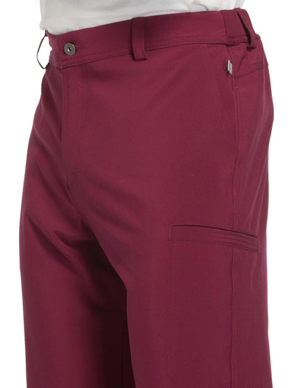 Men's Zip Fly Button Closure Tapered Leg Pant - CK200A - Wine