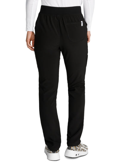 Women's Mid-Rise Tapered Leg Pant Pull-on Cargo - CK248A - Black